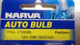 NARVA Festoon Interior Bulb Pack of 2 New Part