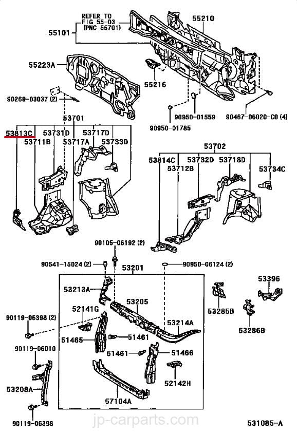 Toyota Avensis Verso Genuine Front Right Hand Side Bumper/Fender Bracket New Part