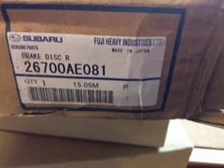 Subaru Impreza WRX  Genuine Brake Rotor Rear New Part