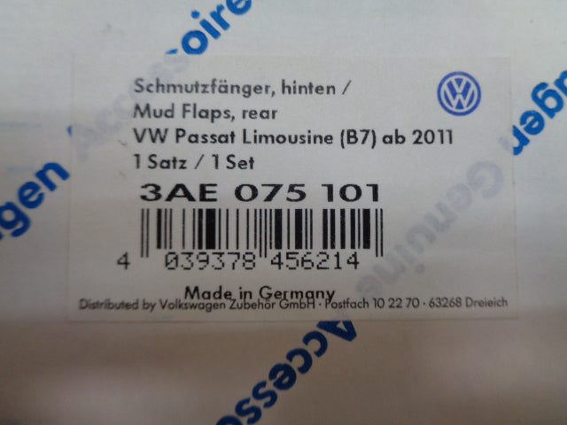 VW Passat Sedan Genuine Rear Mud Flap Set New Part