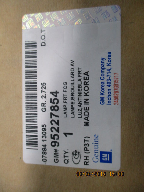 Holden Trax Genuine Right Hand Front Fog Light & Bracket New Part