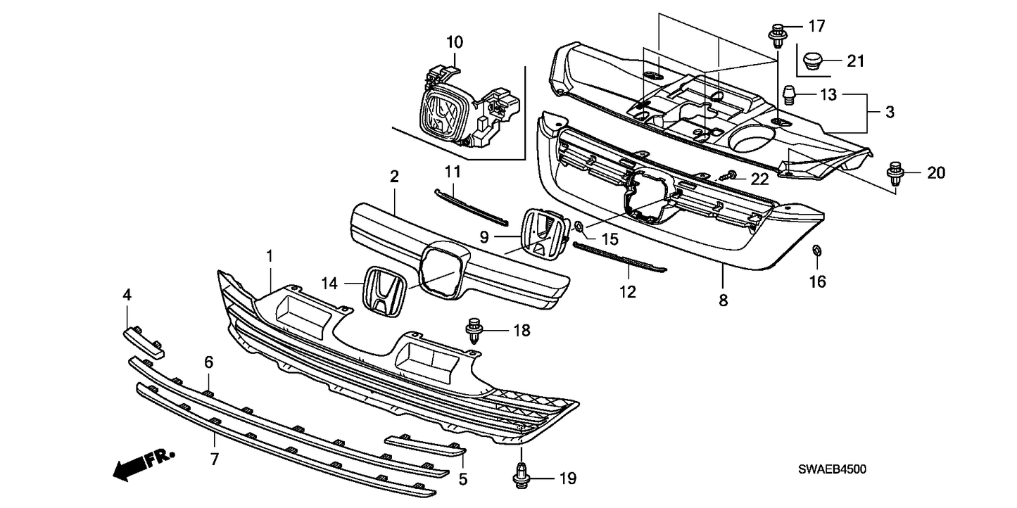 HONDA CR-V GENUINE LEFT (PASSENGER) FRONT GRILLE SPACER NEW PART