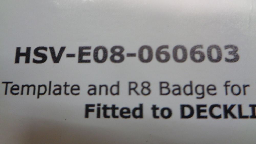 Holden HSV VE Commodore Genuine Rear Boot lid 'R8' Chrome Badge New Part