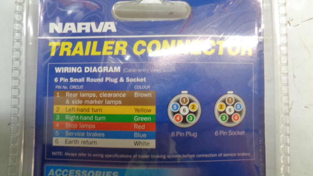 Narva 6 Pin Trailer Plug Round Small New Part