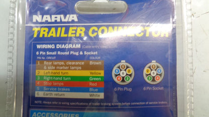 Narva 6 Pin Trailer Plug Round Small New Part