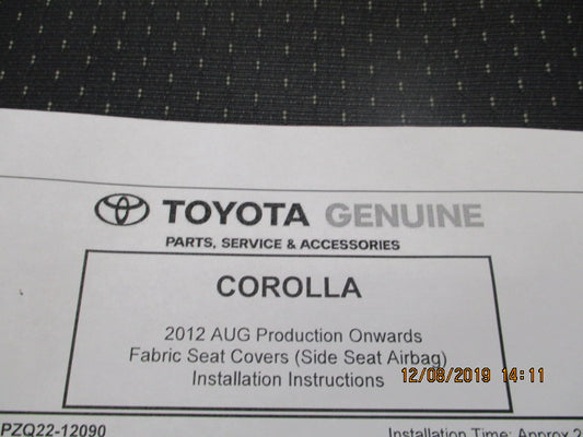 Toyota Corolla Hatch Genuine Front Seat Covers New Part