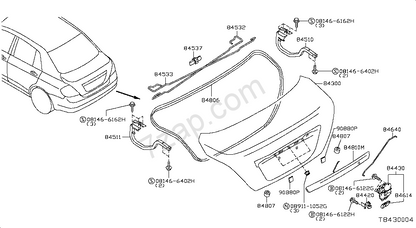 Nissan Tiida Genuine Chrome Boot Lid Garnish New Part