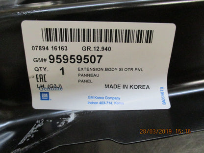 Holden Cruze Sedan Genuine Extension Panel Lower Side Rear Left Hand New Part
