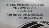 Holden VE Commodore Genuine Body Stripe Decal Silver *Incomplete* Kit New Part