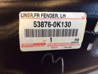 Toyota Hilux Genuine Left Hand Front Inner Fender 2WD/4WD New Part