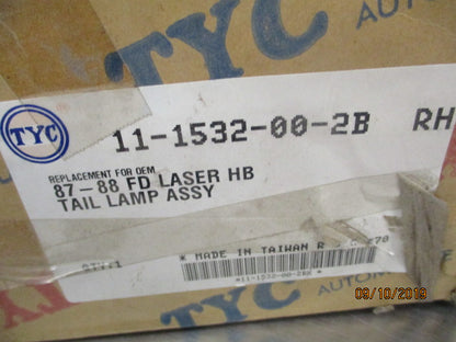 TYC Right Hand Rear Tail Light Suits Ford KE Laser Hatch Back New Part