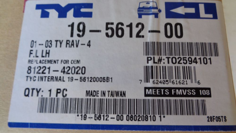 TYC Left Hand Front Fog Light Suitable For Toyota RAV4 Used Part