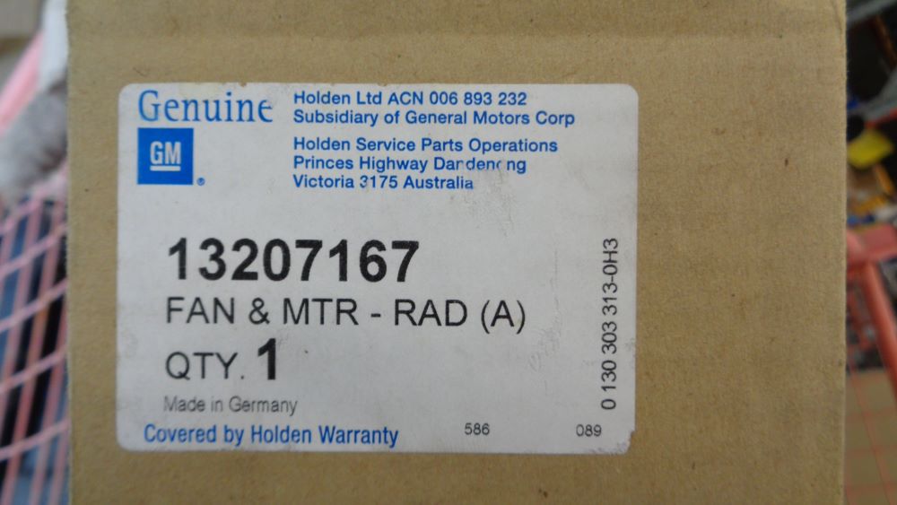 Holden Astra Genuine Radiator Fan And Motor New Part