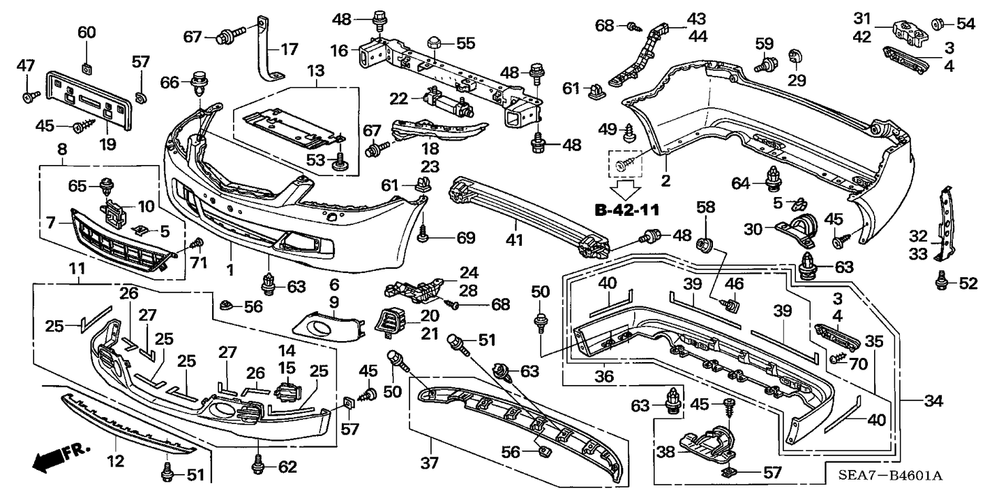 Honda Accord Genuine Right Hand Rear Bumper Bar Stiffener New Part