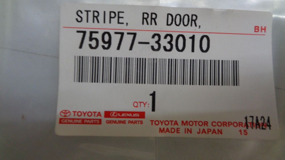 Toyota Camry Genuine Right (Driver) Rear Door Vert Black Out Tape New Part
