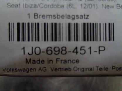 VW Golf MK4 Genuine Rear Brake Pad Set New Part
