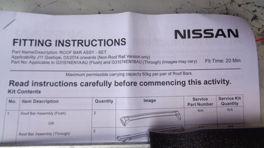 Nissan Qashqai J11 Genuine roof rack set New Part