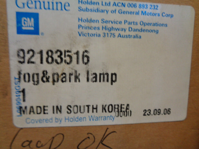 Holden VZ Monaro Genuine Right Hand Front Fog Light Assy New Part