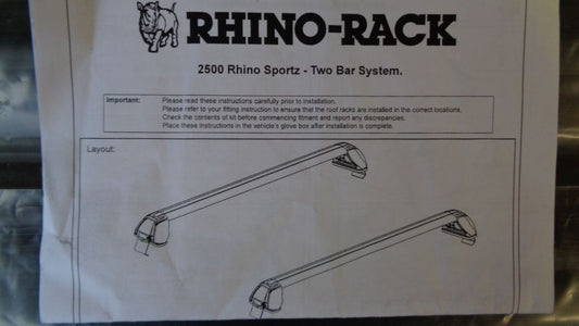 Rhino Sportz 2500 Two Bar Rack System Suits Various Models