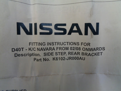 Nissan Navara D40T K/C Genuine Side Step Rear Bracket Set New Part