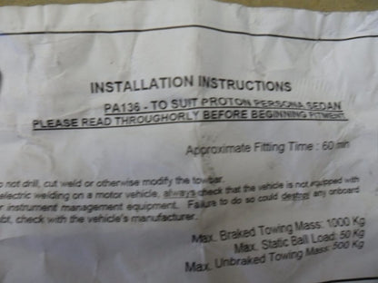 Proton Persona Genuine Tow Bar Kitting NO WIRING HARNESS New Part