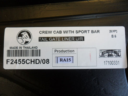 Holden Colorado RG Genuine Tail Gate Liner Crew Cab Under Rail New Part