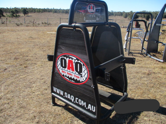 Shop Display Steel Bull Bar Display Stand X2 With Advertising Top Both Sides VGC