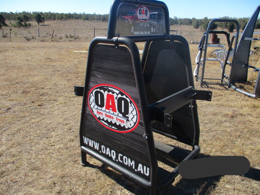 Shop Display Steel Bull Bar Display Stand X2 With Advertising Top Both Sides VGC
