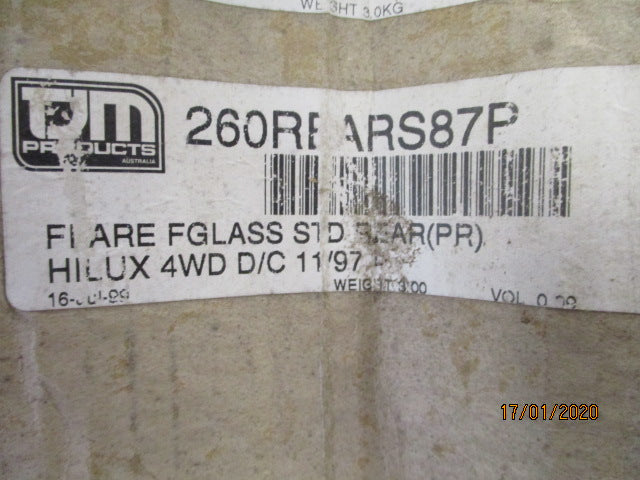 TJM Rear Fibreglass Pair Of Rear White Standard Flares Suits Toyota Hilux D/C New Part