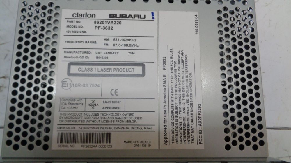 Clarion Head unit Genuine Subaru onwards New Part