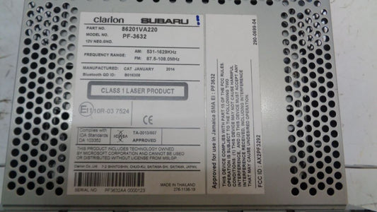 Clarion Head unit Genuine Subaru onwards New Part