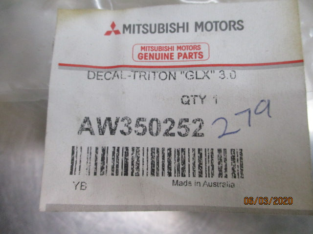 Mitsubishi Triton Genuine GLX 3.0 24 Valve Decal New Part