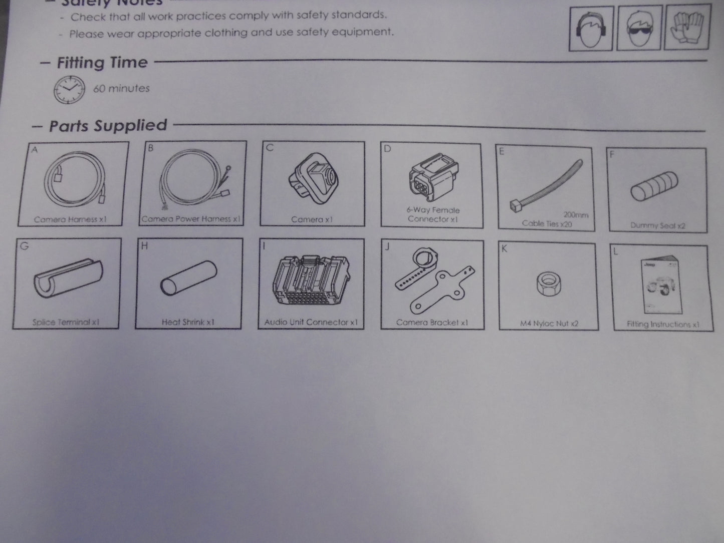 Jeep JK Wrangler Genuine Reverse Camera Kit New Part