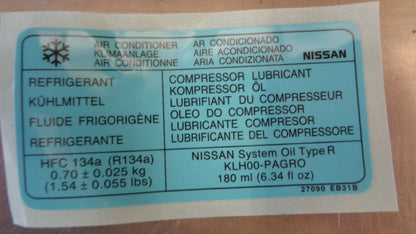 Nissan Navara D40M Genuine A/C Caution Sticker New Part