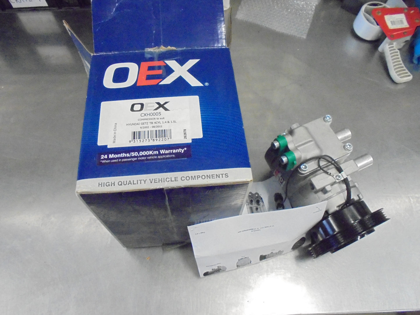 OEX Air Conditioning Compressor 12V Suits Hyundai Getz 1.3Ltr-1.4Ltr-1.5Ltr New Part