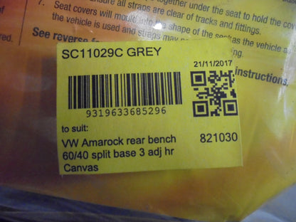 Shevron Rear 60/40 Canvas Seat Covers Suits Volkswagen Amarok New Part