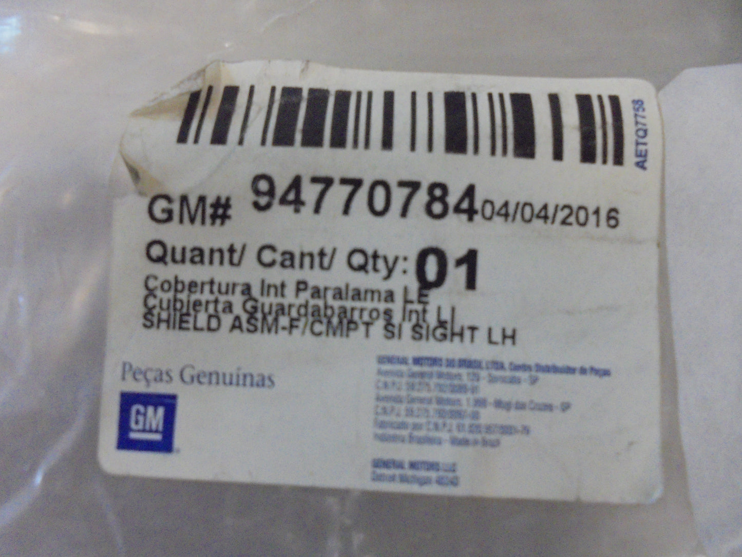 Holden RG Colorado Genuine Left Hand Front Wheel House Shield New Part