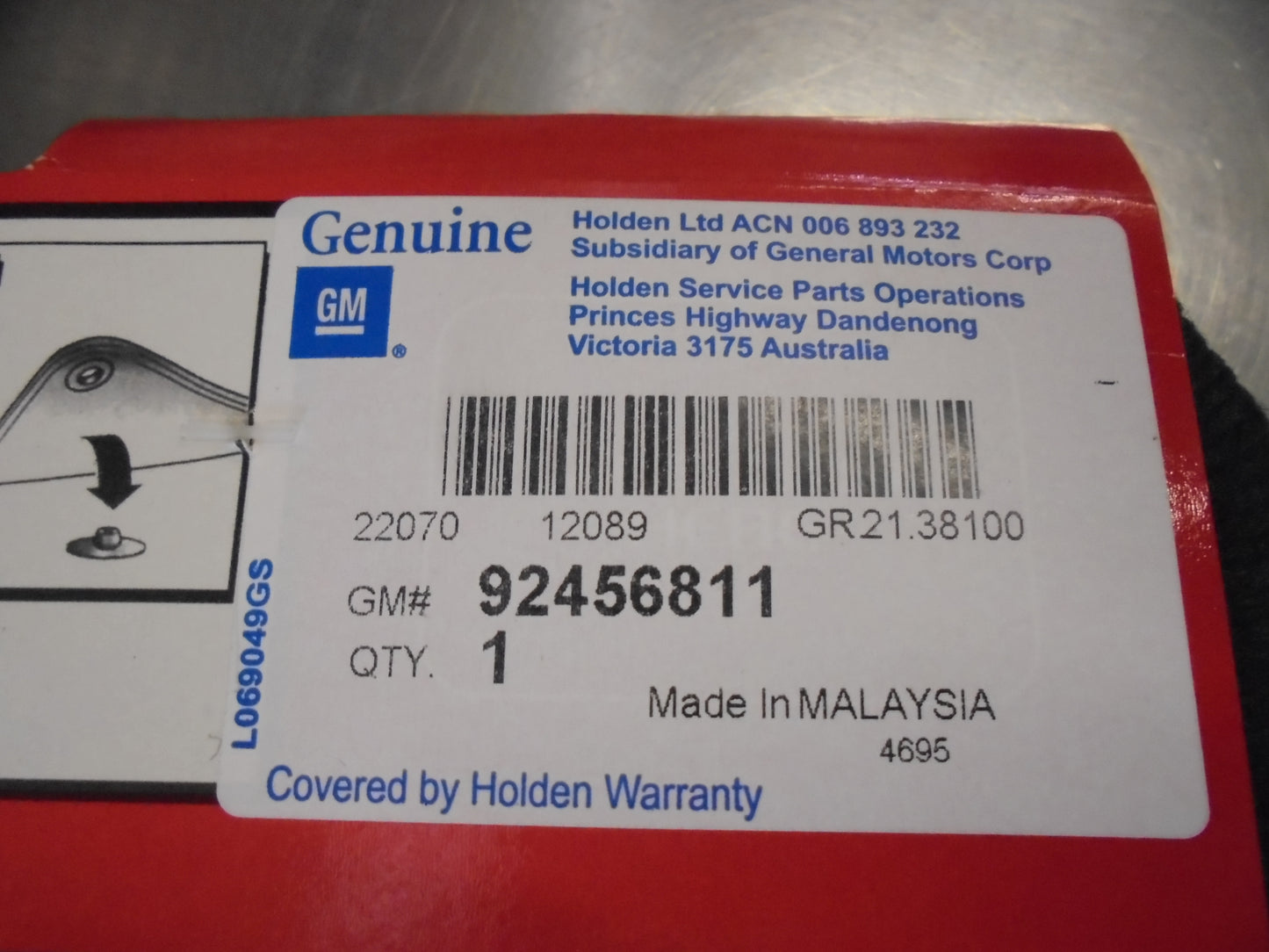 Holden RG Colorado Genuine Rear Carpet Mat 1 Piece New Part