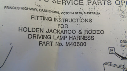 Holden Jackaroo / Rodeo Genuine Driving Lamp Harness New Part
