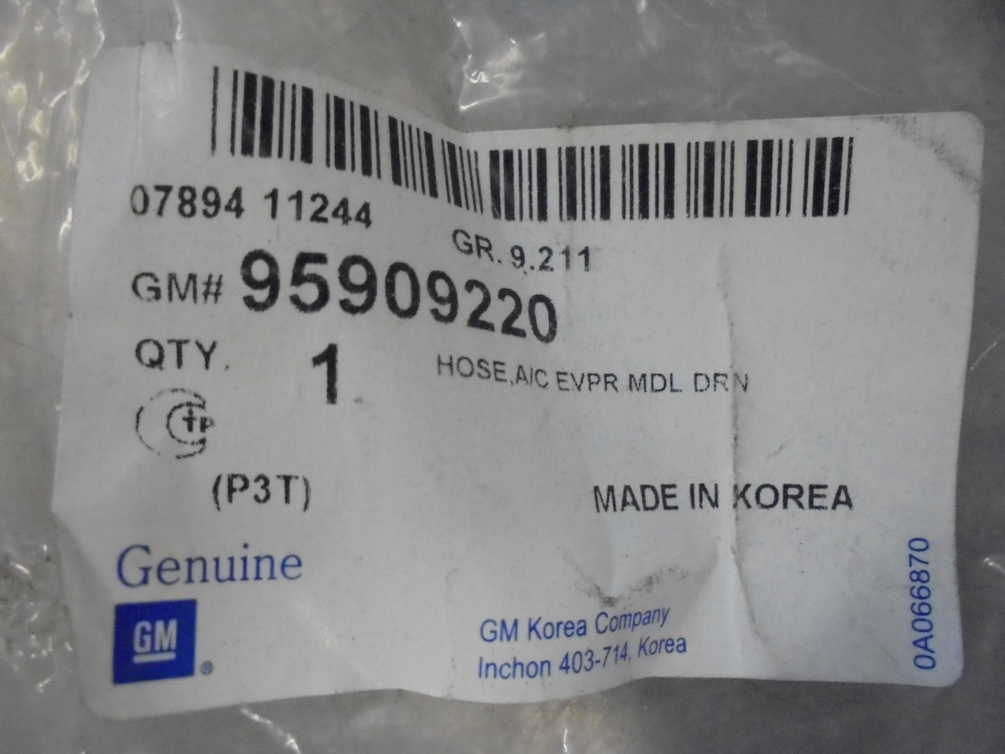 Holden Barina Spark Genuine A/C Drain Tube New Part