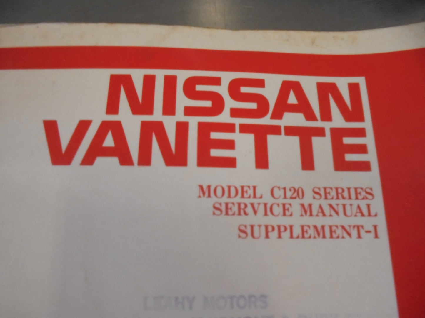 Nissan Vanette Genuine Service Manual Supplement No 1 Used Part
