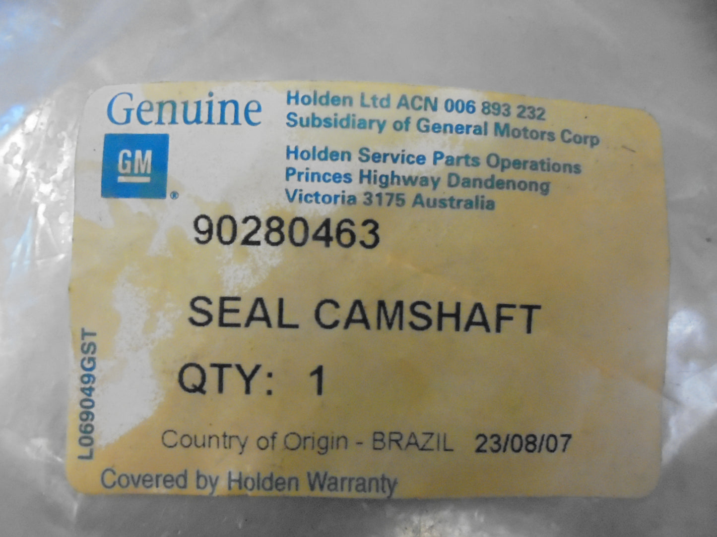Holden Astra Genuine Front Engine Camshaft Seal New Part