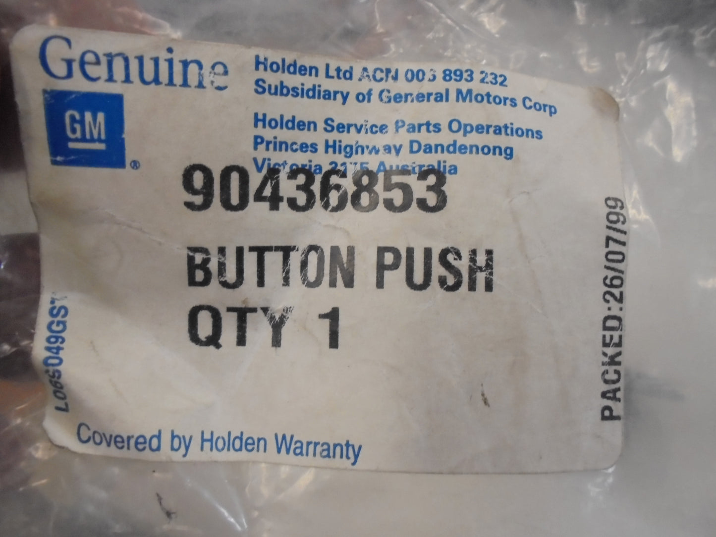 Holden Astra-B Genuine Button Push Scuttle Trim Grey New Part