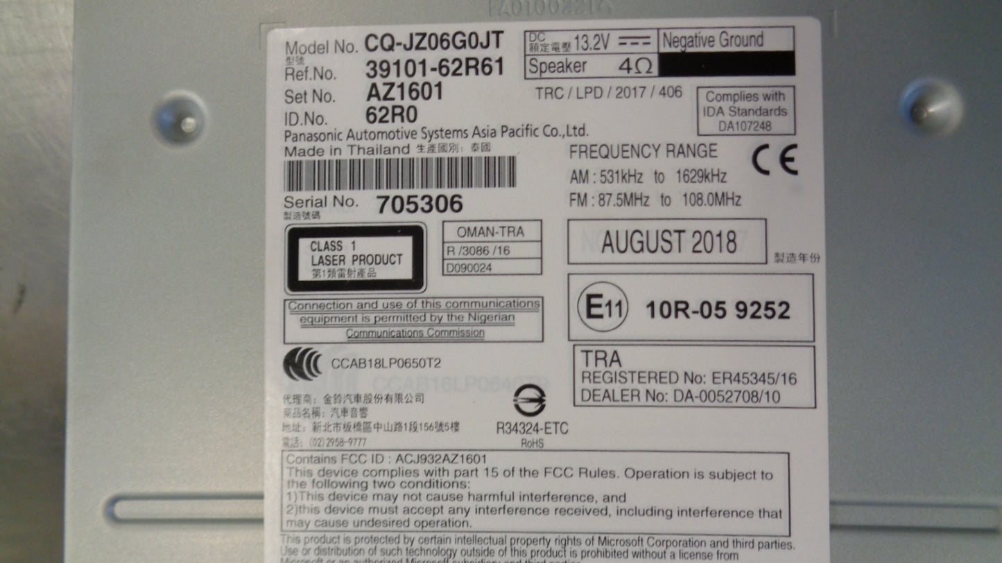 Suzuki Ignis Genuine Radio ASM New Part