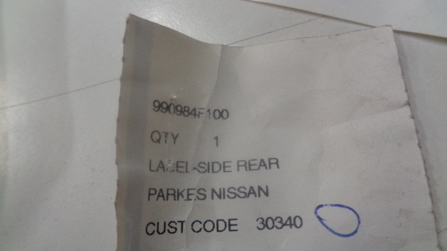 Nissan Micra 16 Valve Genuine Rear Side Label New Part