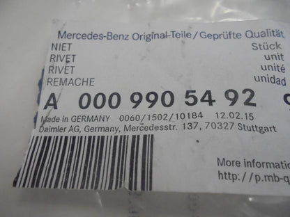 Mercedes Benz Genuine Push Rivet 6.3mm Hole New Part