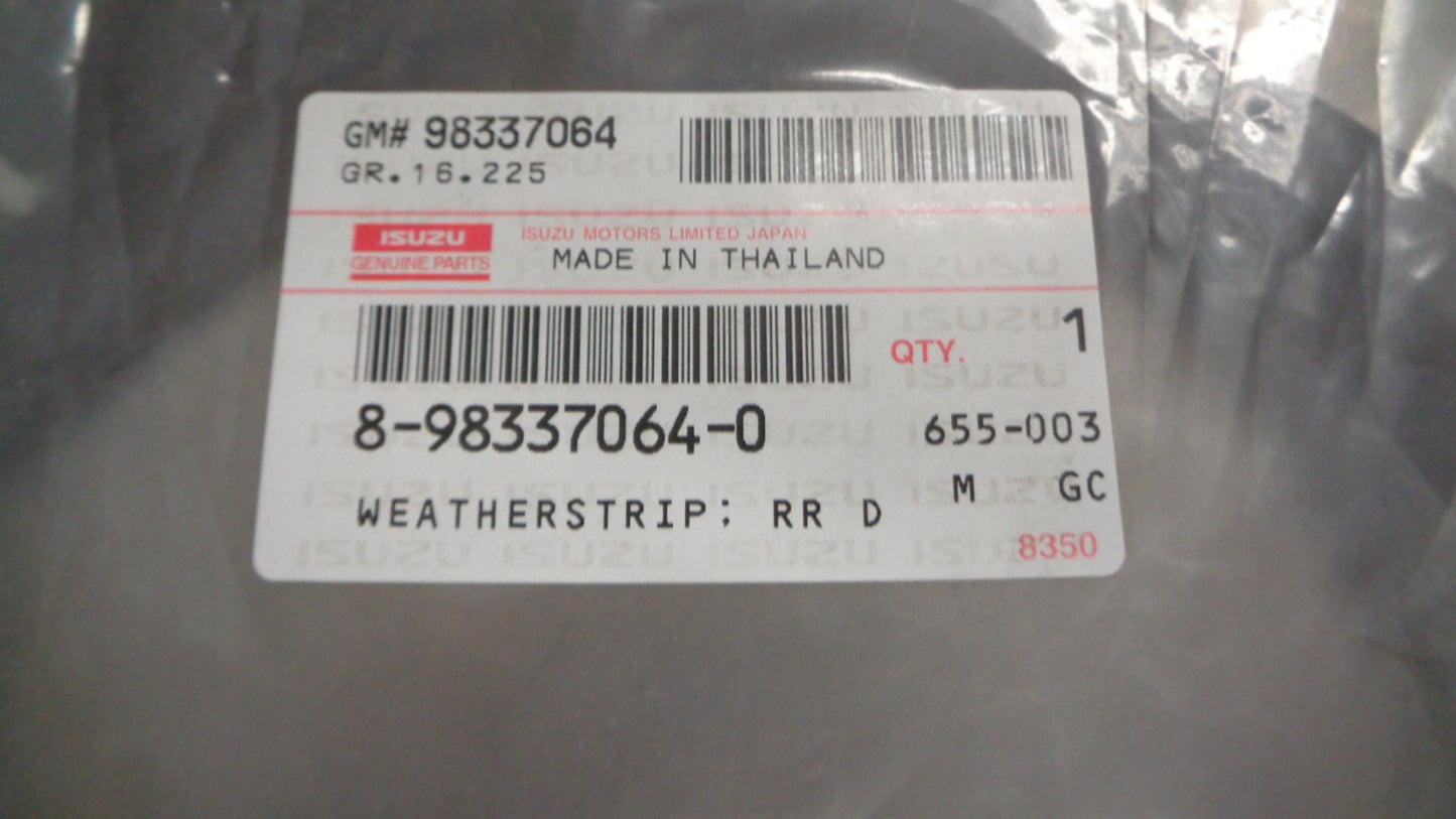 Isuzu MU-X Genuine Rear Right Door Weather Strip New Part