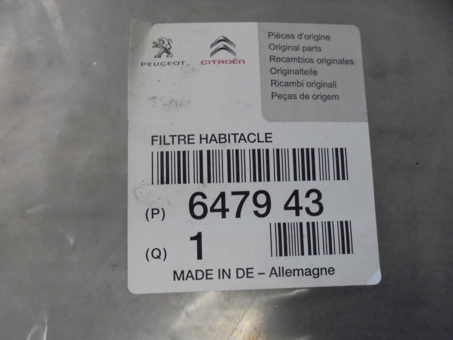 Citron C5/C6 Genuine Cabin Air Filter New Part