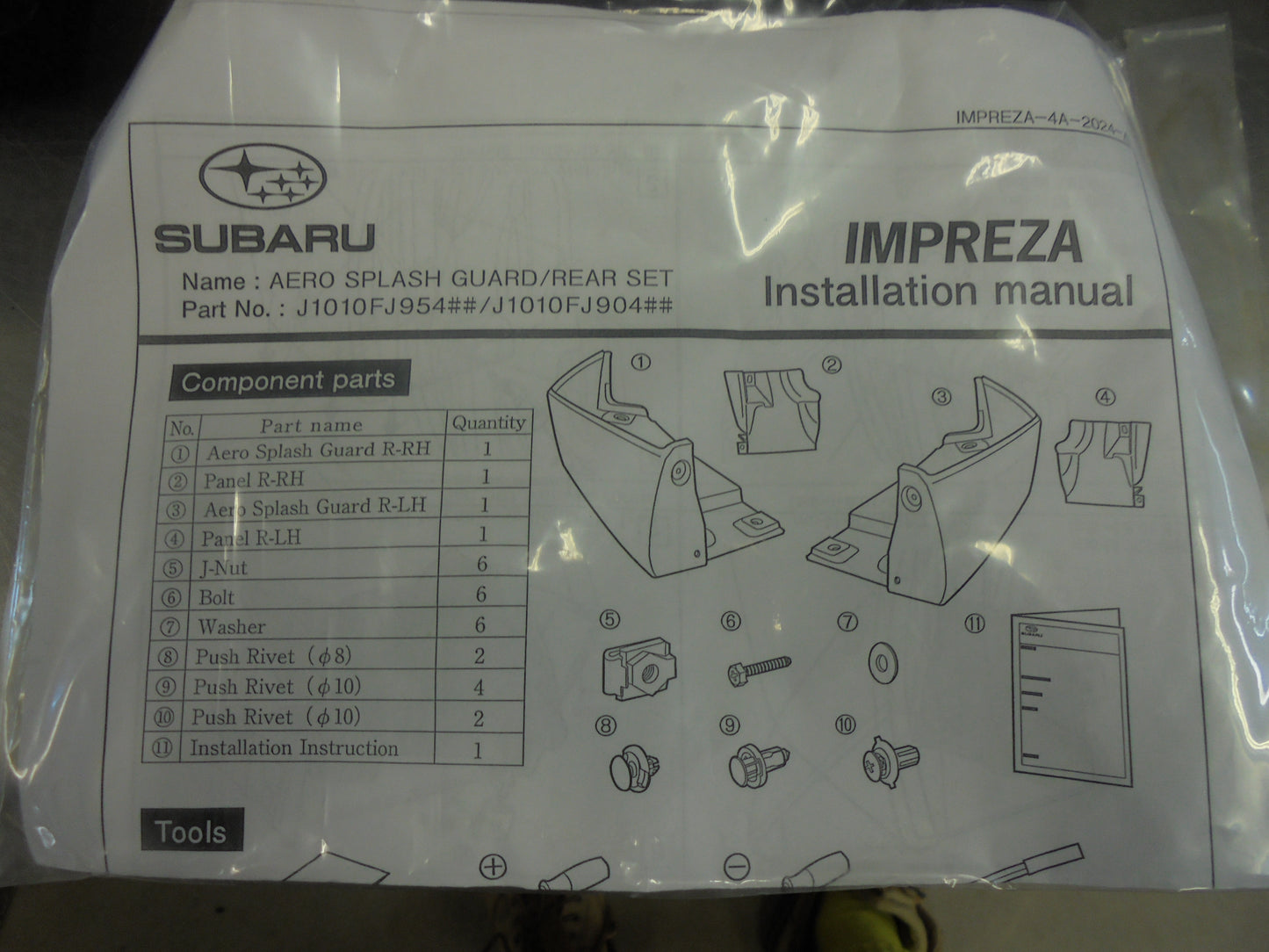 Subaru Impreza Sedan MY12-MY15 Genuine Rear Areo Mud Flap Set New Part