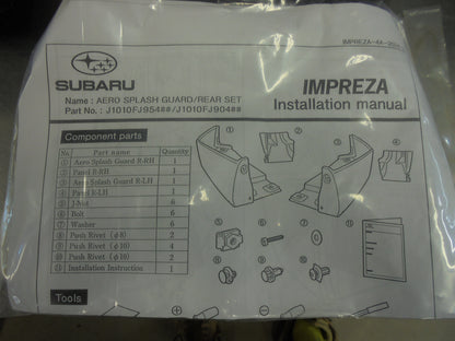 Subaru Impreza Sedan MY12-MY15 Genuine Rear Areo Mud Flap Set New Part